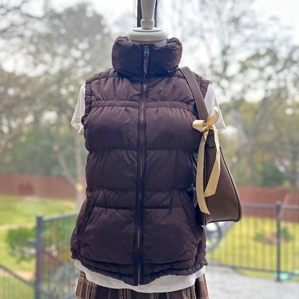 Y2K American Eagle Brown Puffer Vest M